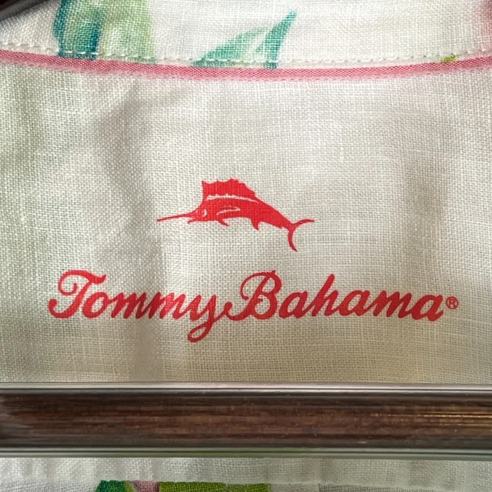 Tommy Bahama Womens XL 100% Linen Tropical Floral Beach Resort Camp Shirt Cruise - Picture 6 of 13